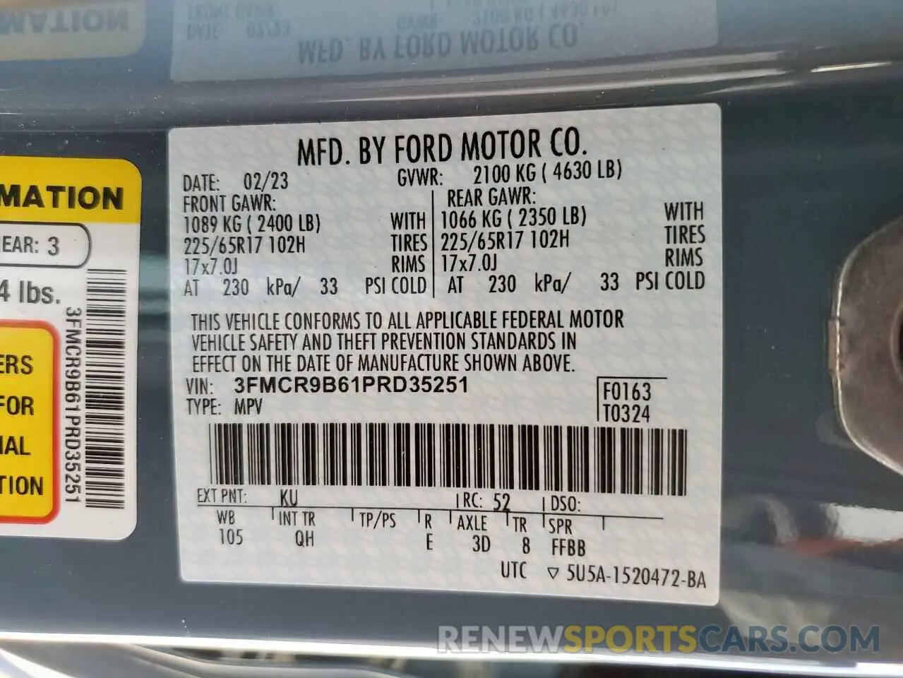13 Photograph of a damaged car 3FMCR9B61PRD35251 FORD BRONCO 2023