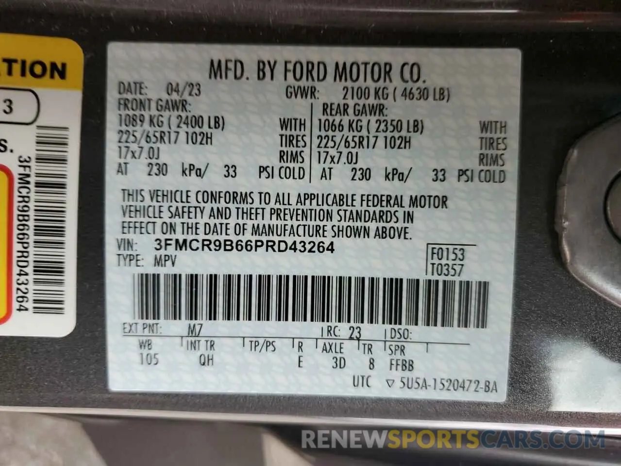 13 Photograph of a damaged car 3FMCR9B66PRD43264 FORD BRONCO 2023