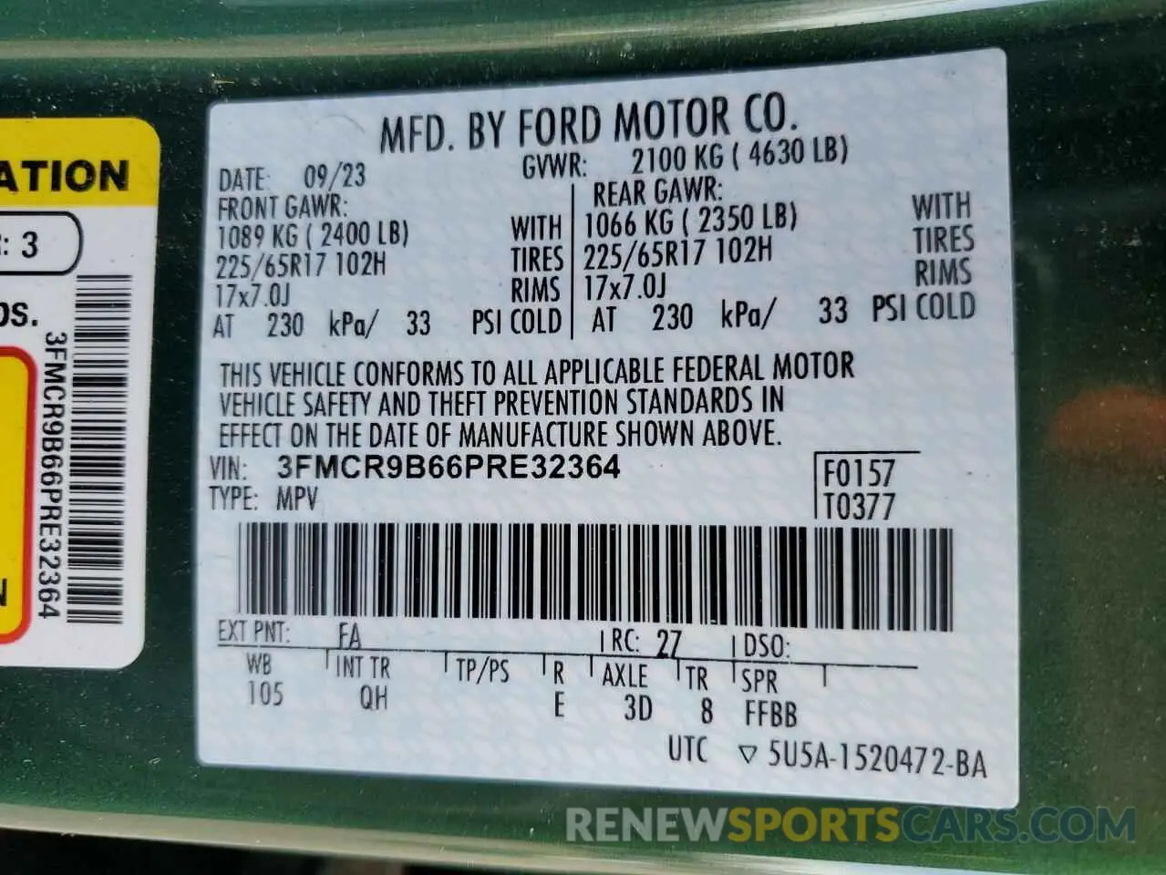 13 Photograph of a damaged car 3FMCR9B66PRE32364 FORD BRONCO 2023
