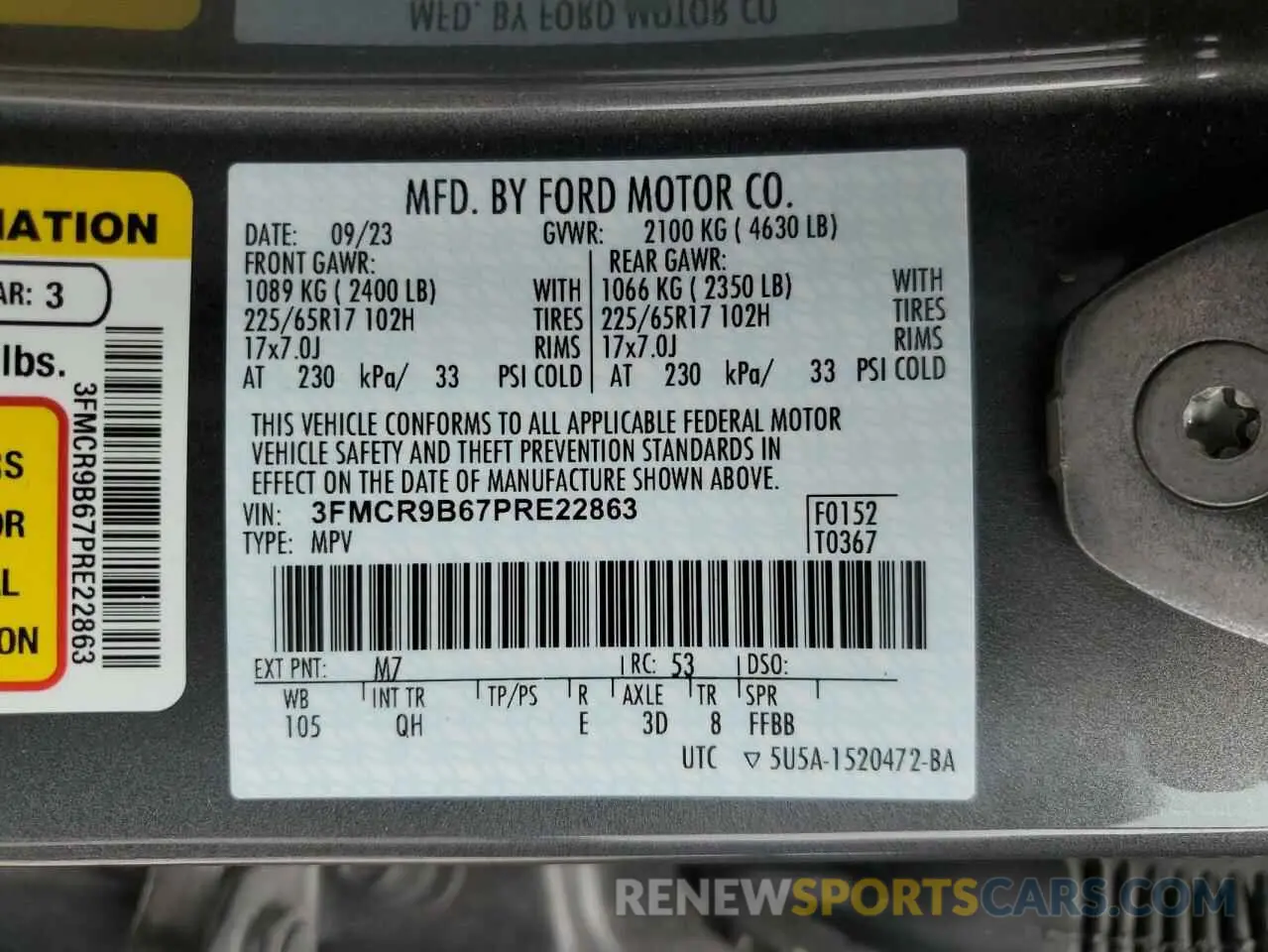 14 Photograph of a damaged car 3FMCR9B67PRE22863 FORD BRONCO 2023