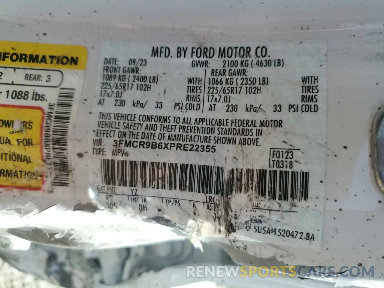 14 Photograph of a damaged car 3FMCR9B6XPRE22355 FORD BRONCO 2023