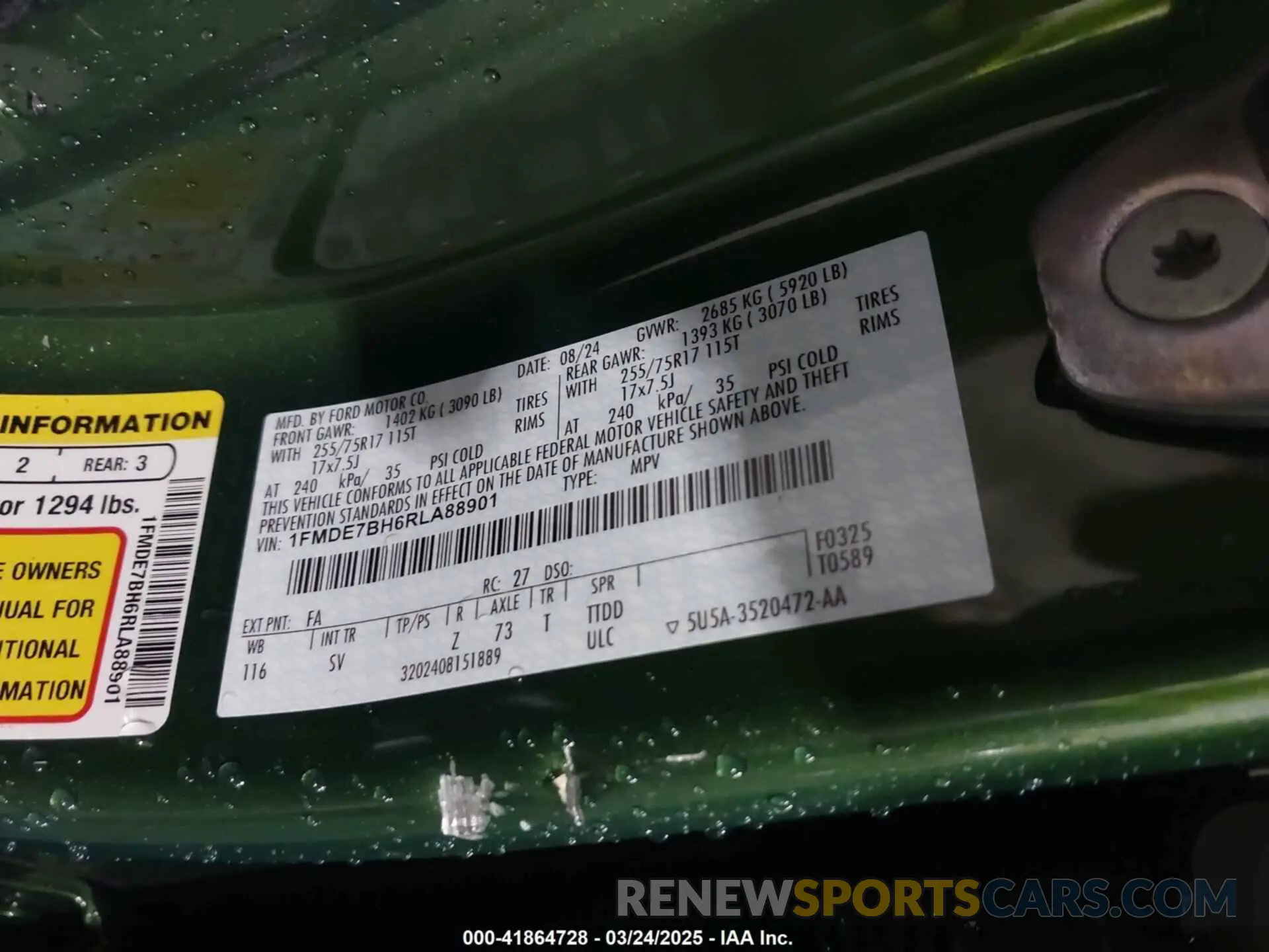 9 Photograph of a damaged car 1FMDE7BH6RLA88901 FORD BRONCO 2024