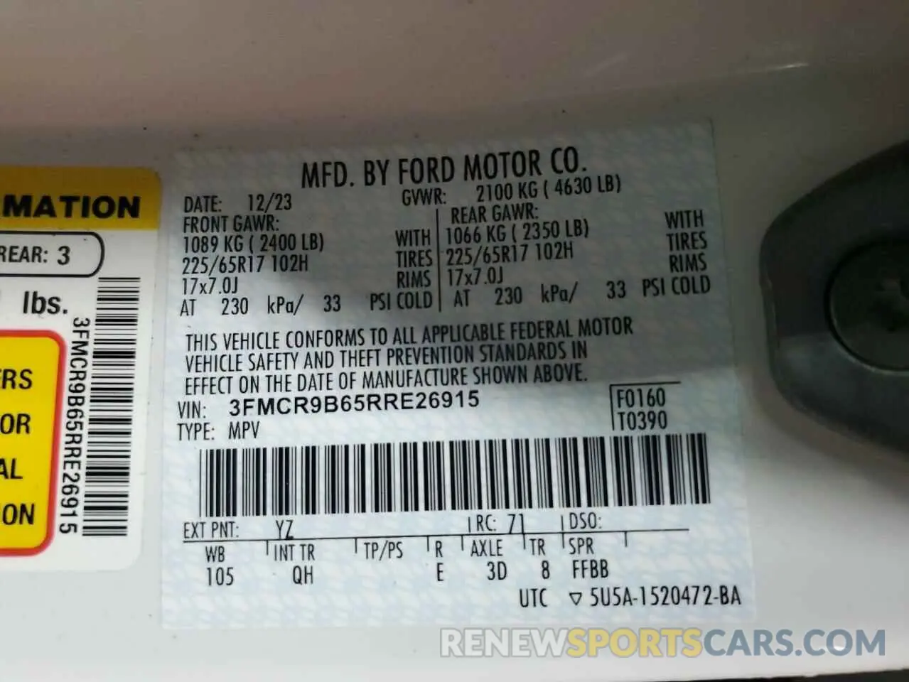 13 Photograph of a damaged car 3FMCR9B65RRE26915 FORD BRONCO 2024