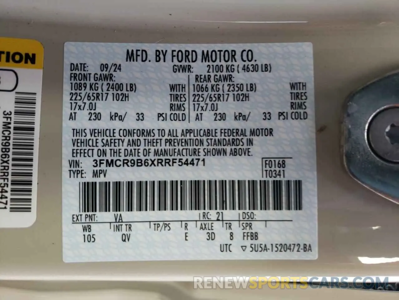 14 Photograph of a damaged car 3FMCR9B6XRRF54471 FORD BRONCO 2024