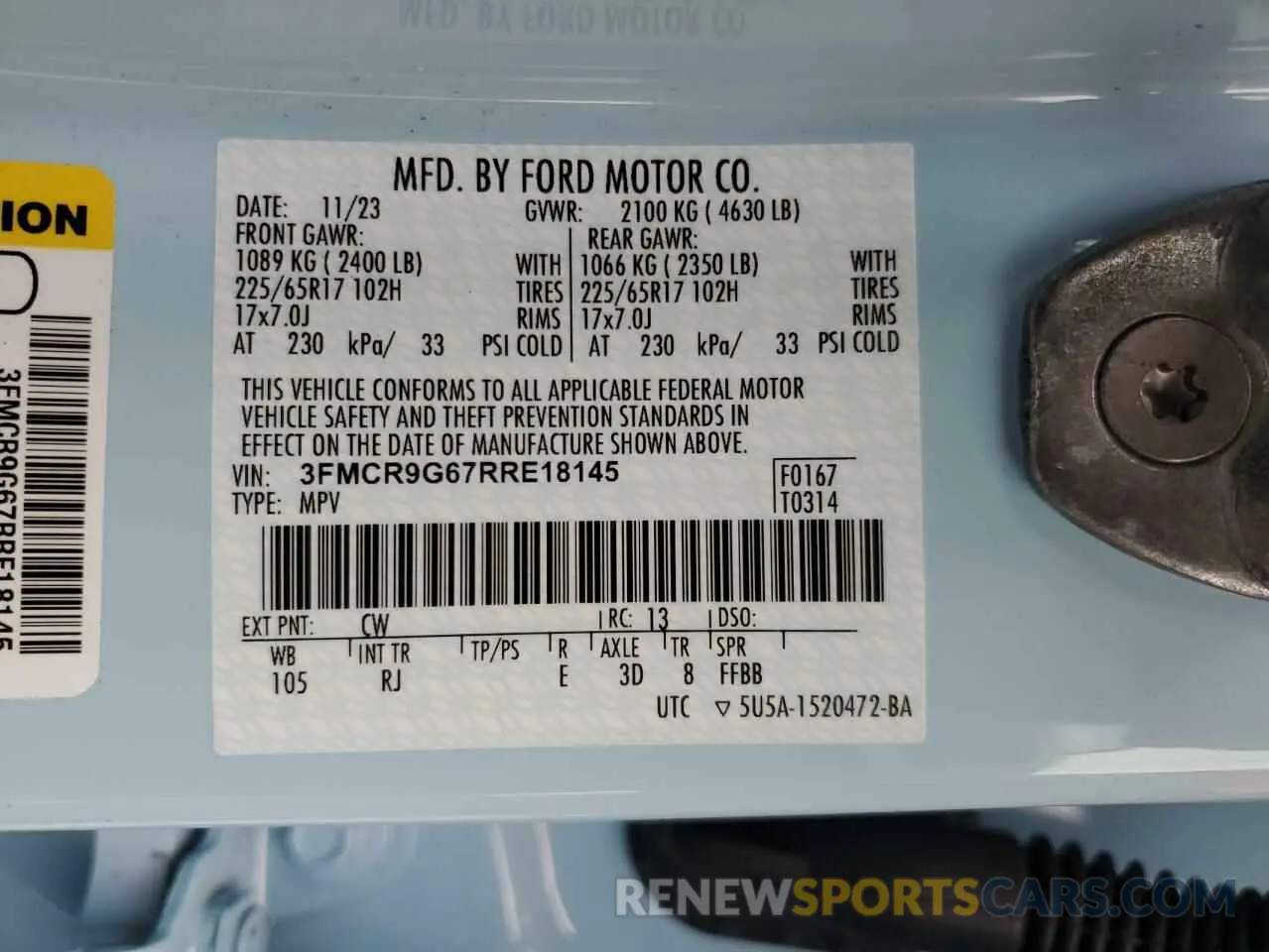 13 Photograph of a damaged car 3FMCR9G67RRE18145 FORD BRONCO 2024