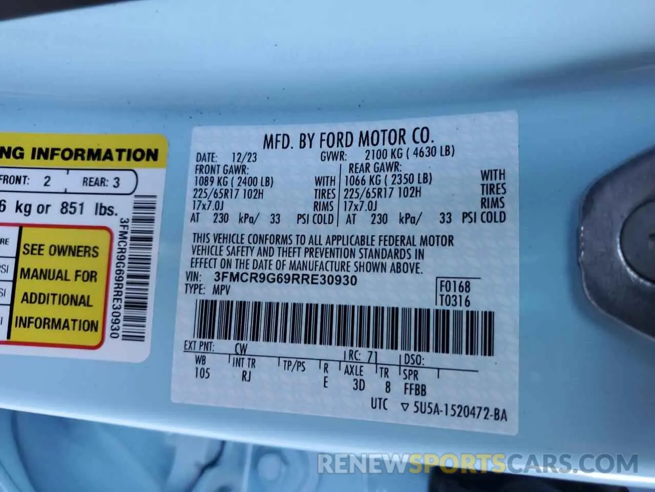 13 Photograph of a damaged car 3FMCR9G69RRE30930 FORD BRONCO 2024