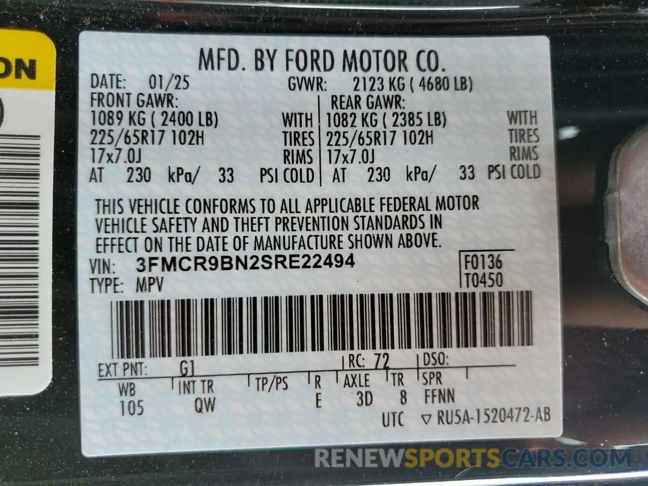 14 Photograph of a damaged car 3FMCR9BN2SRE22494 FORD BRONCO 2025