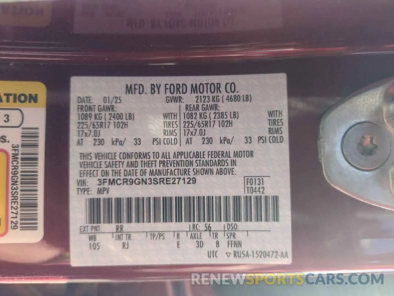 13 Photograph of a damaged car 3FMCR9GN3SRE27129 FORD BRONCO 2025