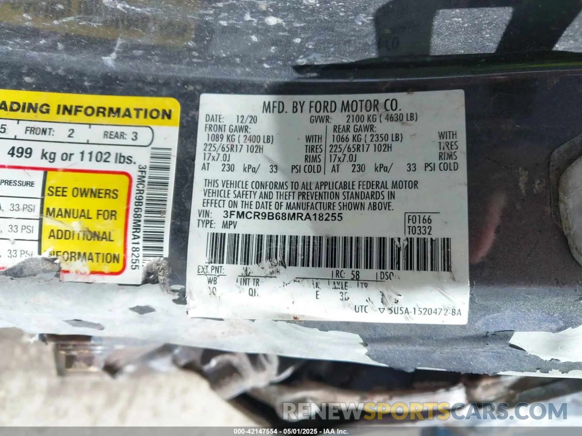 9 Photograph of a damaged car 3FMCR9B68MRA18255 FORD BRONCO SPORT 2021