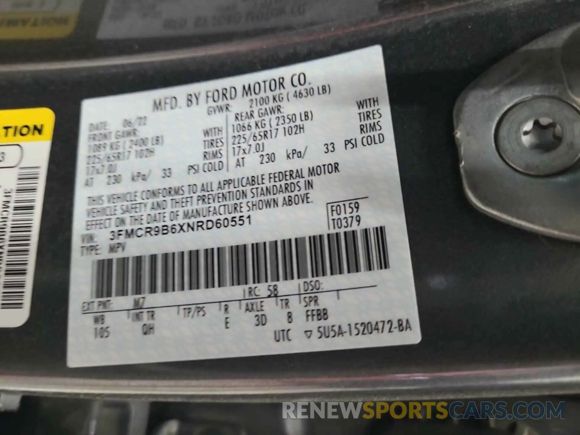 13 Photograph of a damaged car 3FMCR9B6XNRD60551 FORD BRONCO SPORT 2022