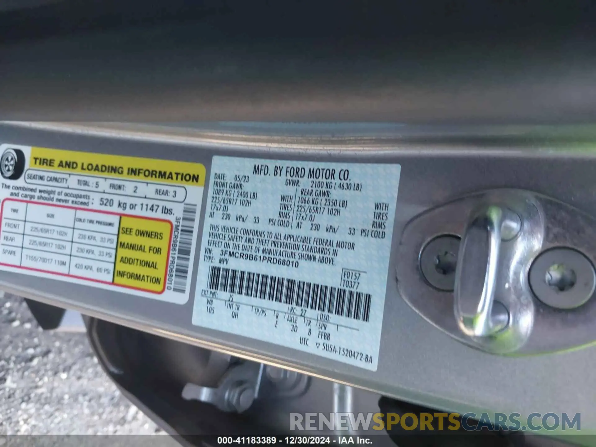 9 Photograph of a damaged car 3FMCR9B61PRD68010 FORD BRONCO SPORT 2023