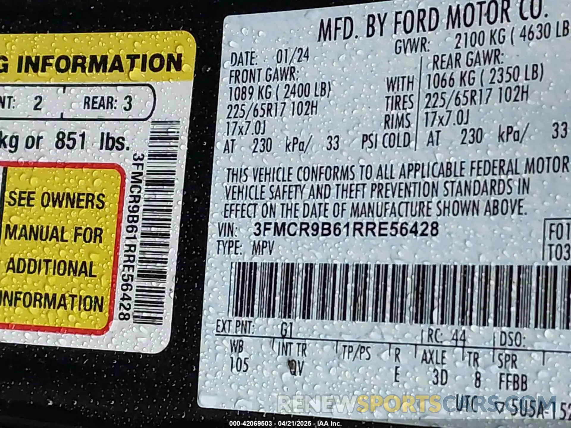 9 Photograph of a damaged car 3FMCR9B61RRE56428 FORD BRONCO SPORT 2024