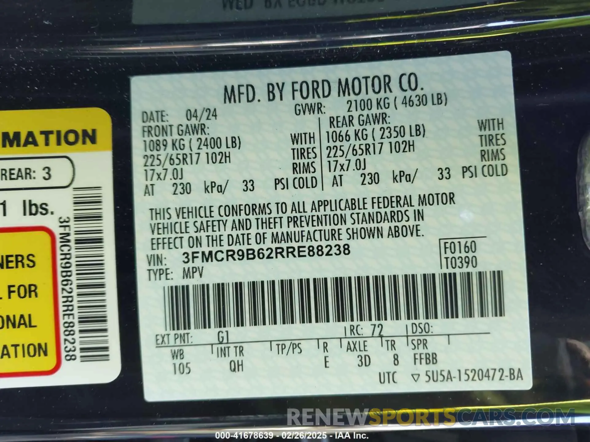 9 Photograph of a damaged car 3FMCR9B62RRE88238 FORD BRONCO SPORT 2024