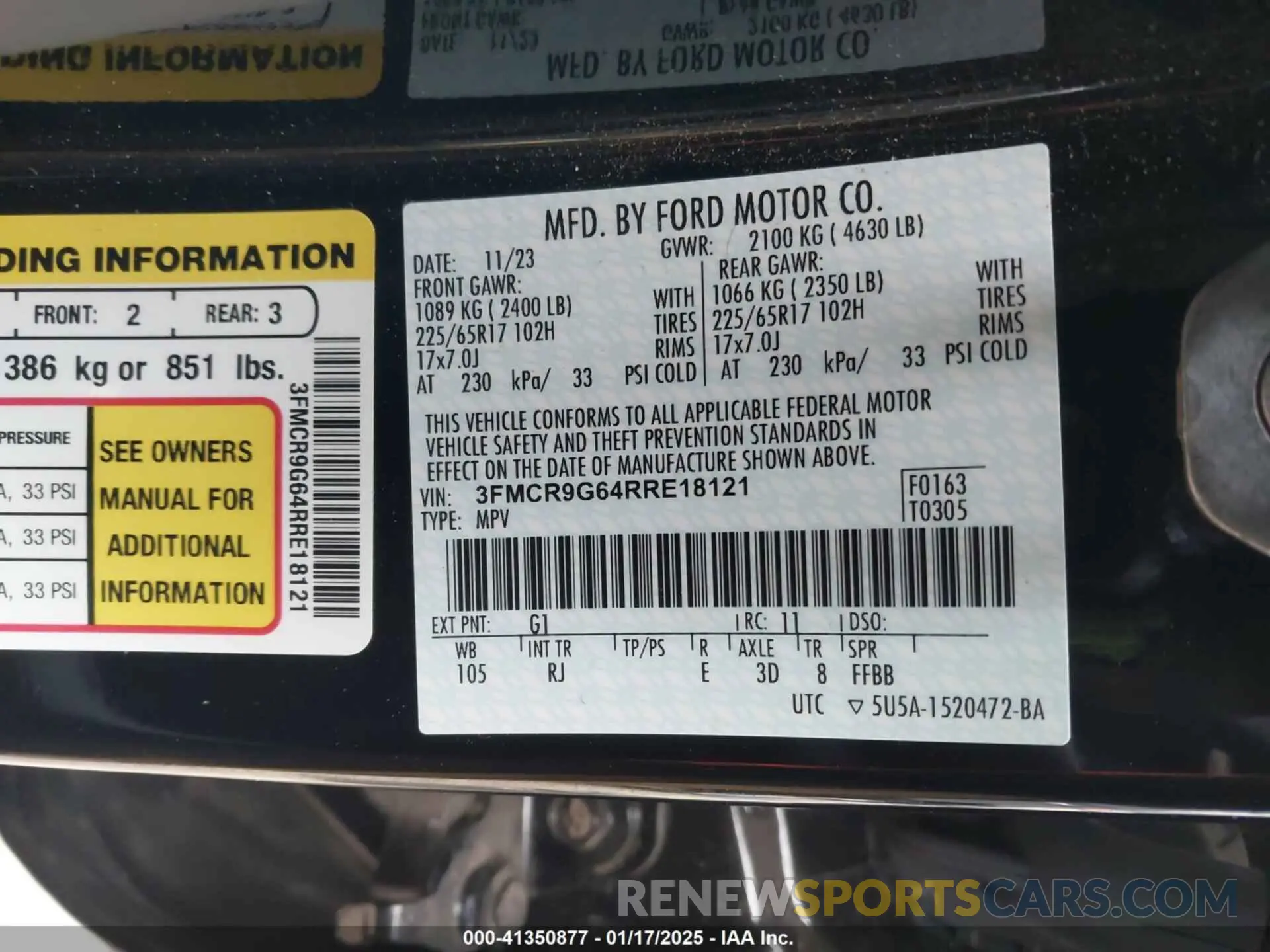 9 Photograph of a damaged car 3FMCR9G64RRE18121 FORD BRONCO SPORT 2024
