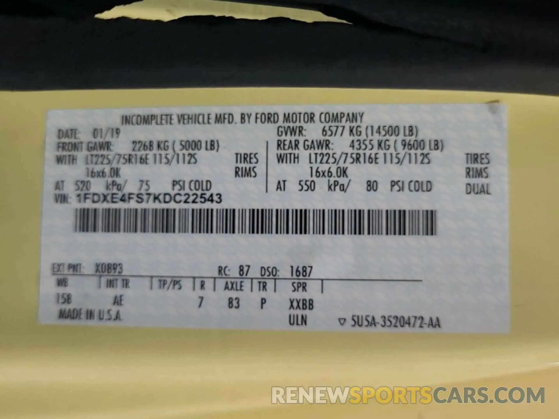 11 Photograph of a damaged car 1FDXE4FS7KDC22543 FORD E-450 CUTAWAY 2019