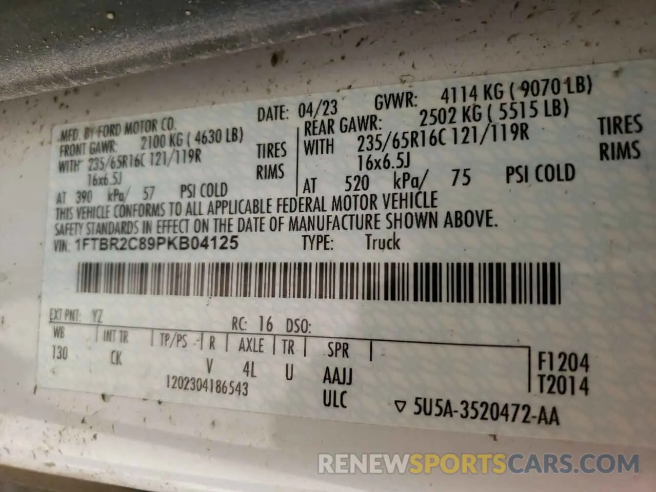 13 Photograph of a damaged car 1FTBR2C89PKB04125 FORD E100 2023