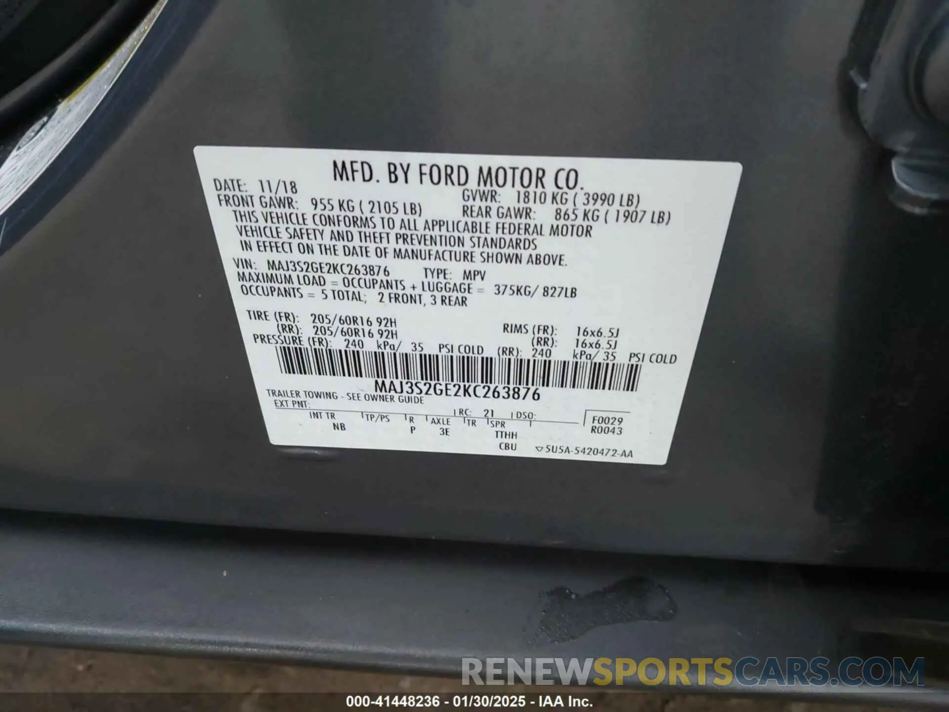 9 Photograph of a damaged car MAJ3S2GE2KC263876 FORD ECOSPORT 2019