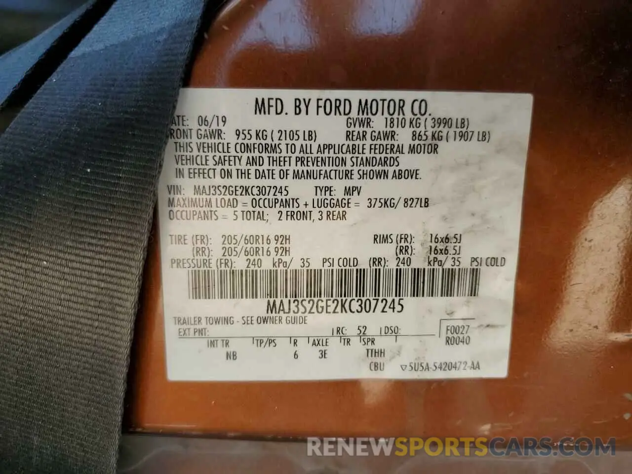 13 Photograph of a damaged car MAJ3S2GE2KC307245 FORD ECOSPORT 2019