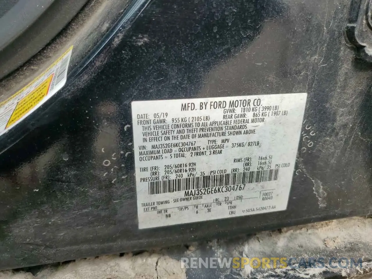 13 Photograph of a damaged car MAJ3S2GE6KC304767 FORD ECOSPORT 2019
