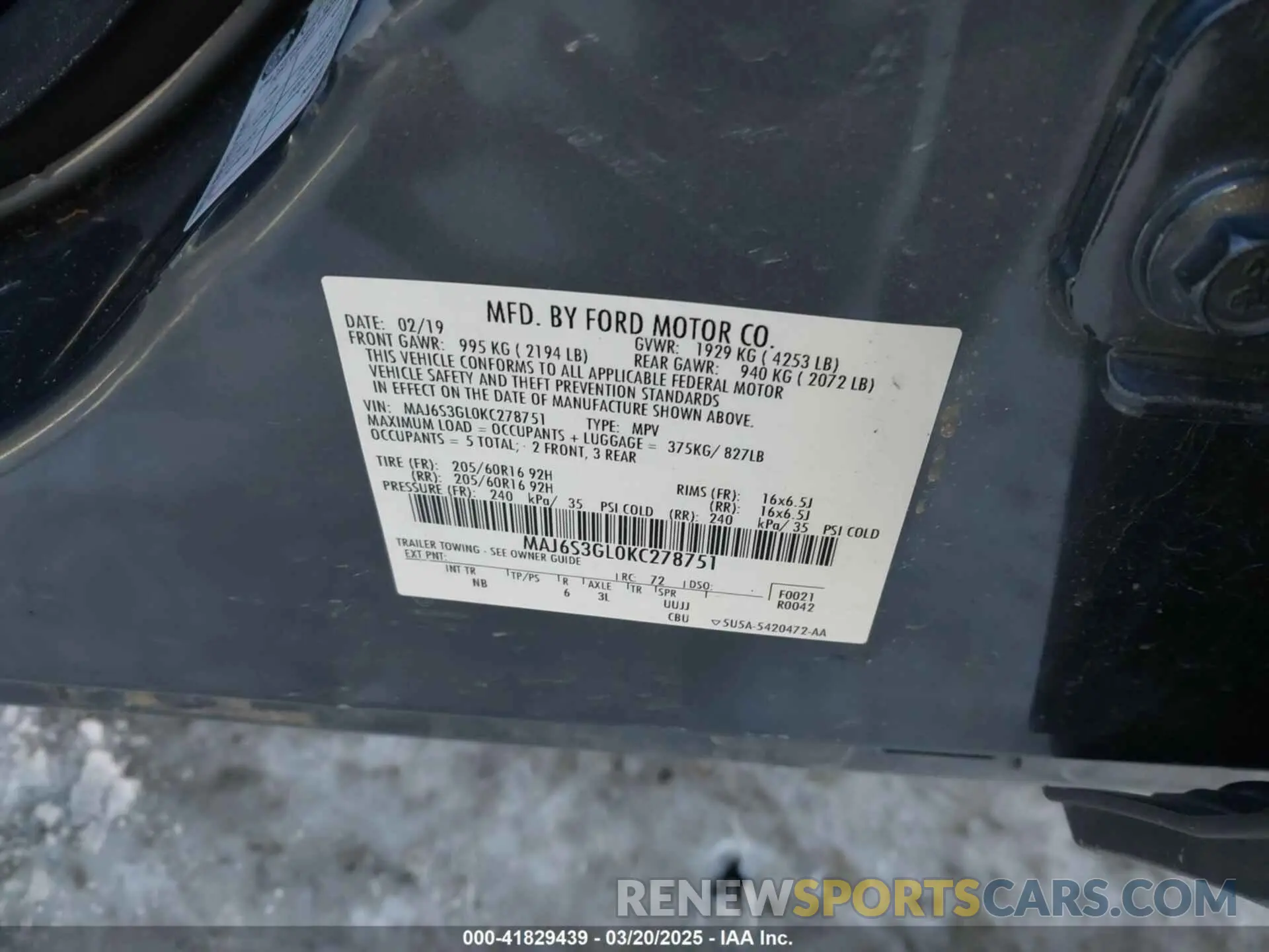 9 Photograph of a damaged car MAJ6S3GL0KC278751 FORD ECOSPORT 2019