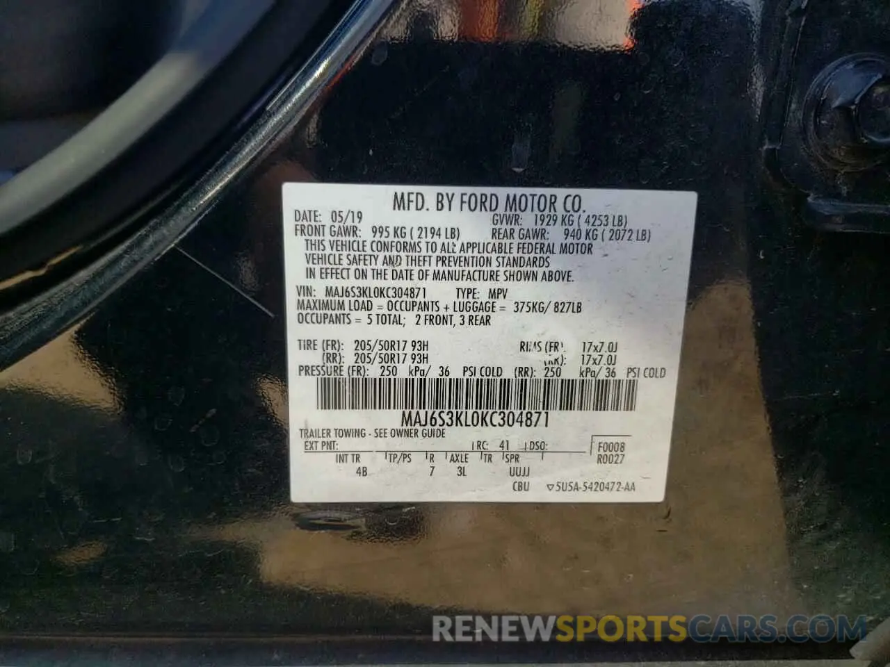 13 Photograph of a damaged car MAJ6S3KL0KC304871 FORD ECOSPORT 2019