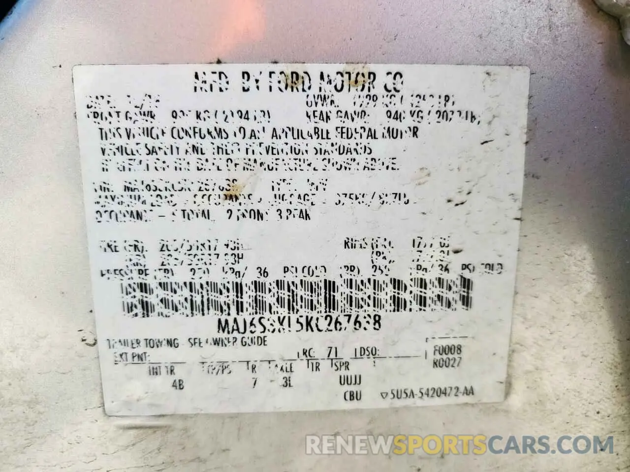 13 Photograph of a damaged car MAJ6S3KL5KC267638 FORD ECOSPORT 2019