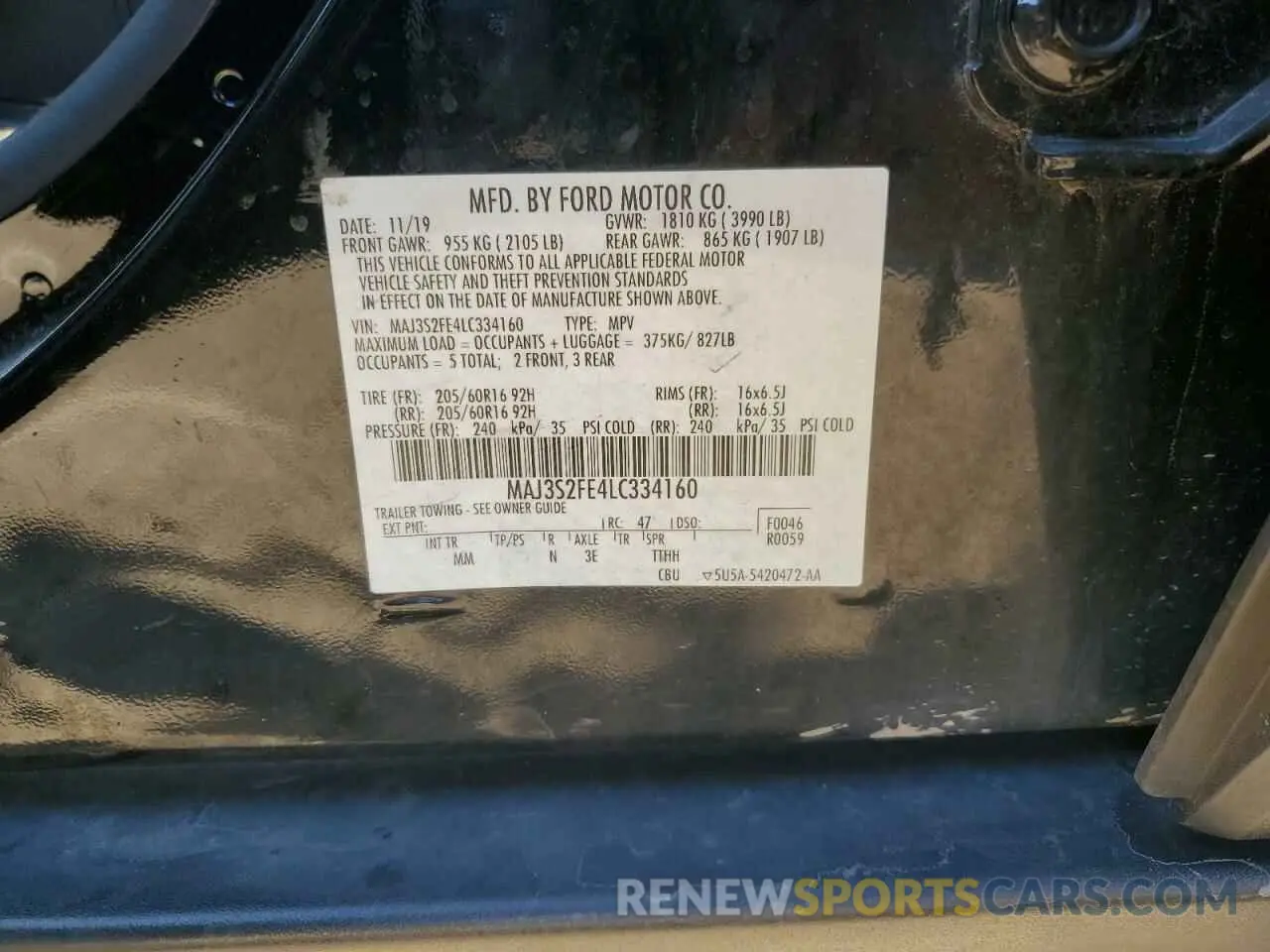 13 Photograph of a damaged car MAJ3S2FE4LC334160 FORD ECOSPORT 2020