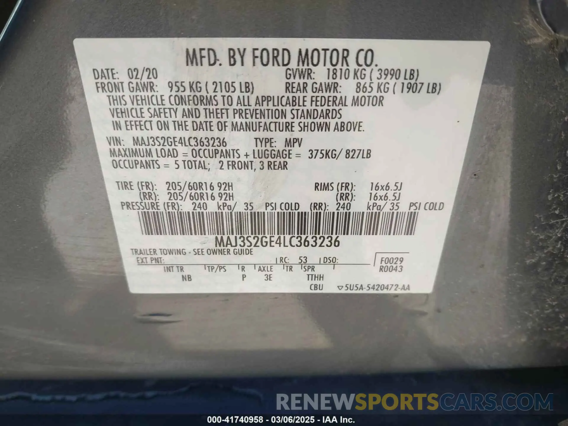 9 Photograph of a damaged car MAJ3S2GE4LC363236 FORD ECOSPORT 2020