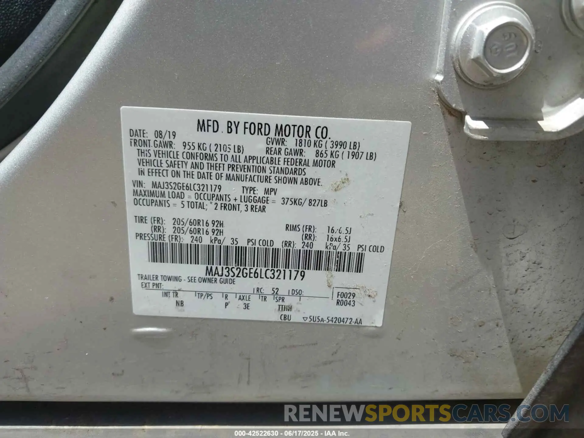 9 Photograph of a damaged car MAJ3S2GE6LC321179 FORD ECOSPORT 2020