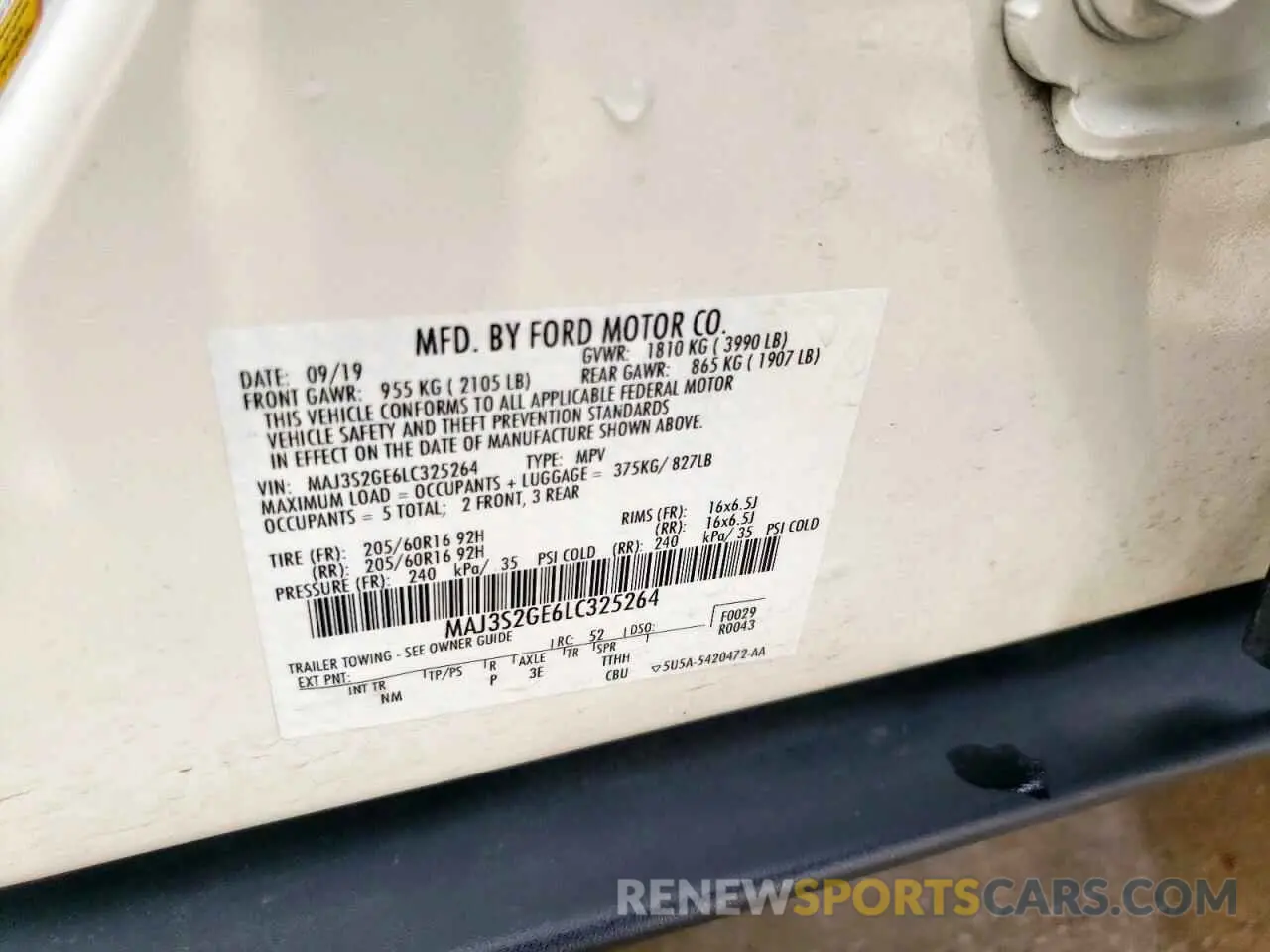 13 Photograph of a damaged car MAJ3S2GE6LC325264 FORD ECOSPORT 2020