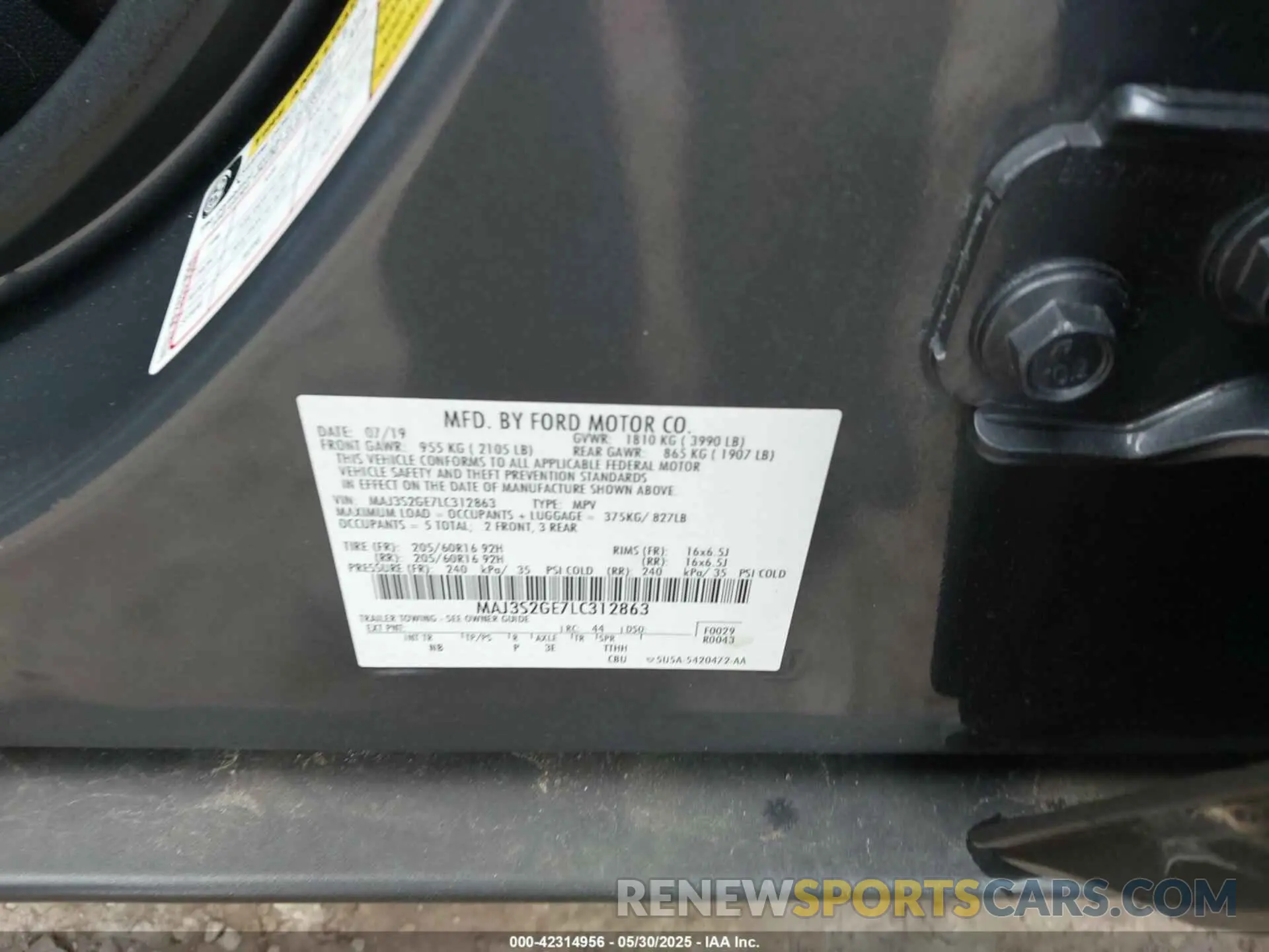 9 Photograph of a damaged car MAJ3S2GE7LC312863 FORD ECOSPORT 2020