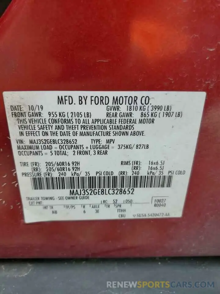 13 Photograph of a damaged car MAJ3S2GE8LC328652 FORD ECOSPORT 2020
