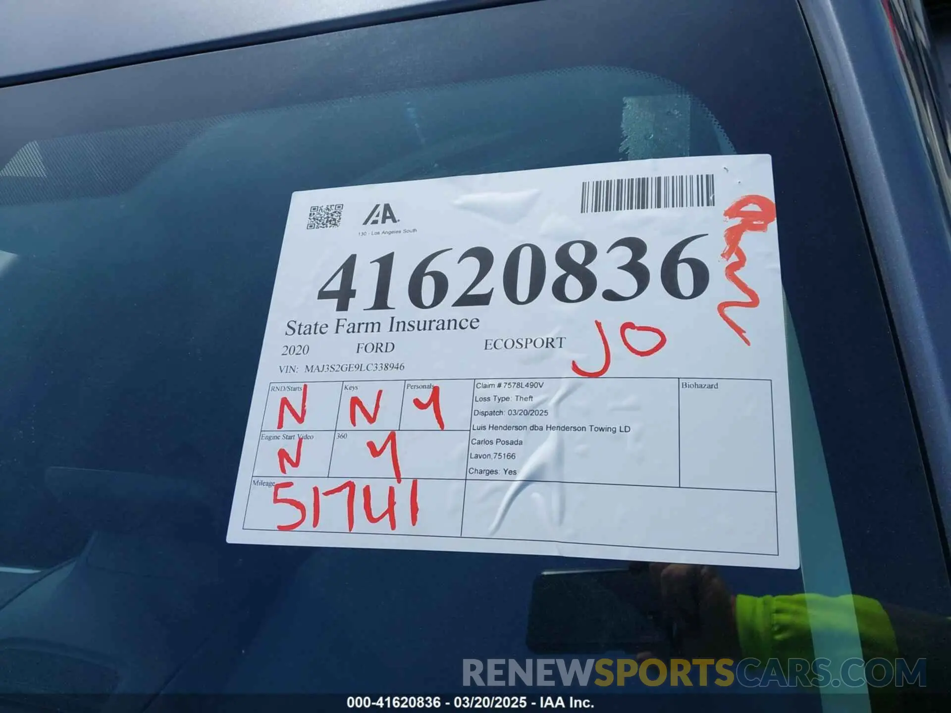 16 Photograph of a damaged car MAJ3S2GE9LC338946 FORD ECOSPORT 2020