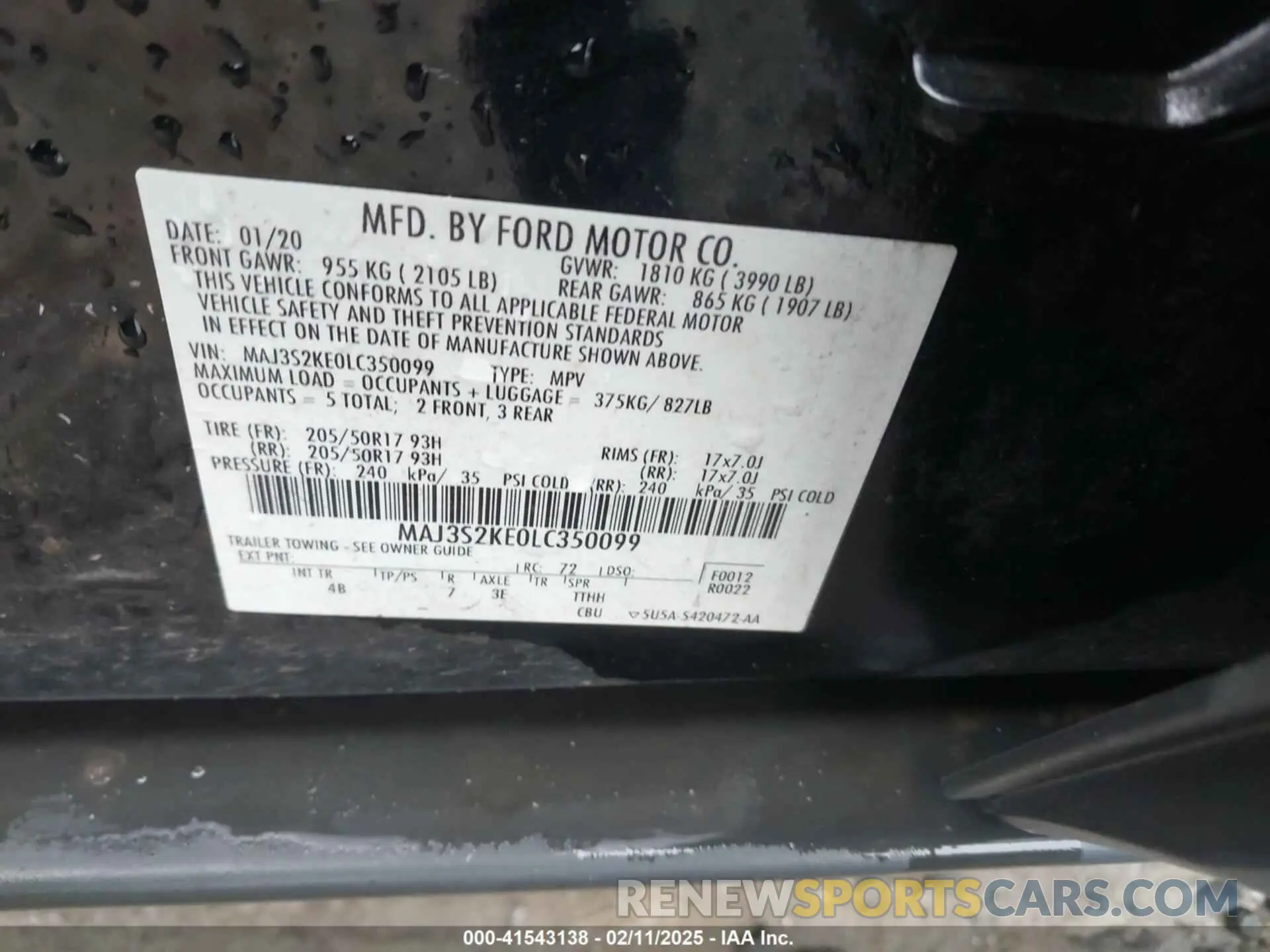 9 Photograph of a damaged car MAJ3S2KE0LC350099 FORD ECOSPORT 2020