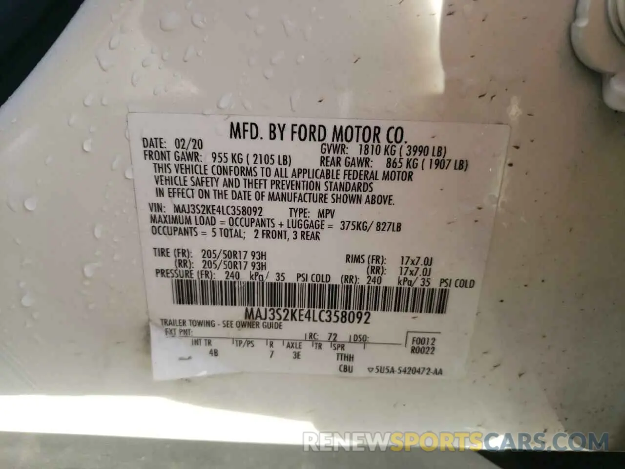 12 Photograph of a damaged car MAJ3S2KE4LC358092 FORD ECOSPORT 2020