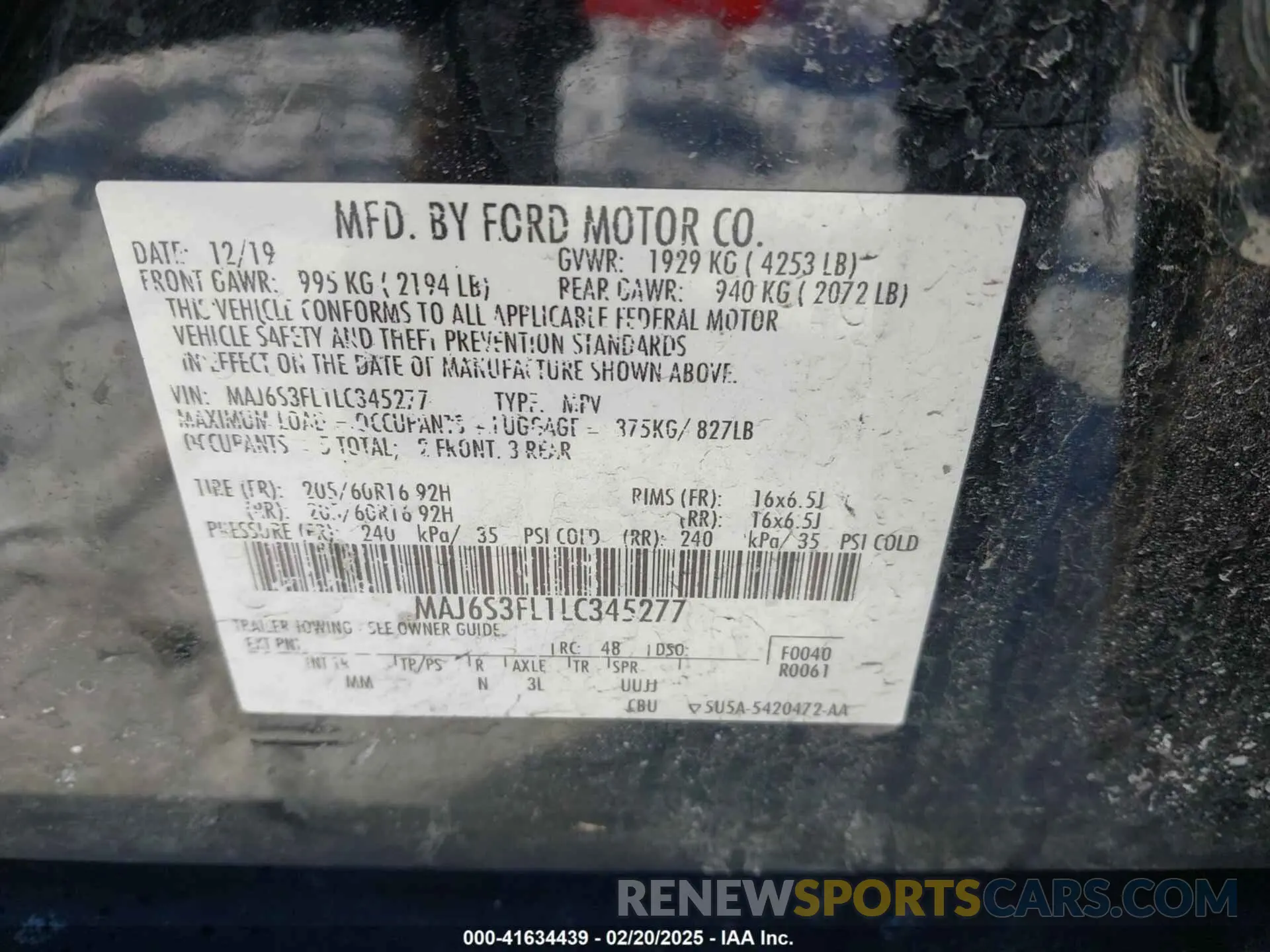 9 Photograph of a damaged car MAJ6S3FL1LC345277 FORD ECOSPORT 2020