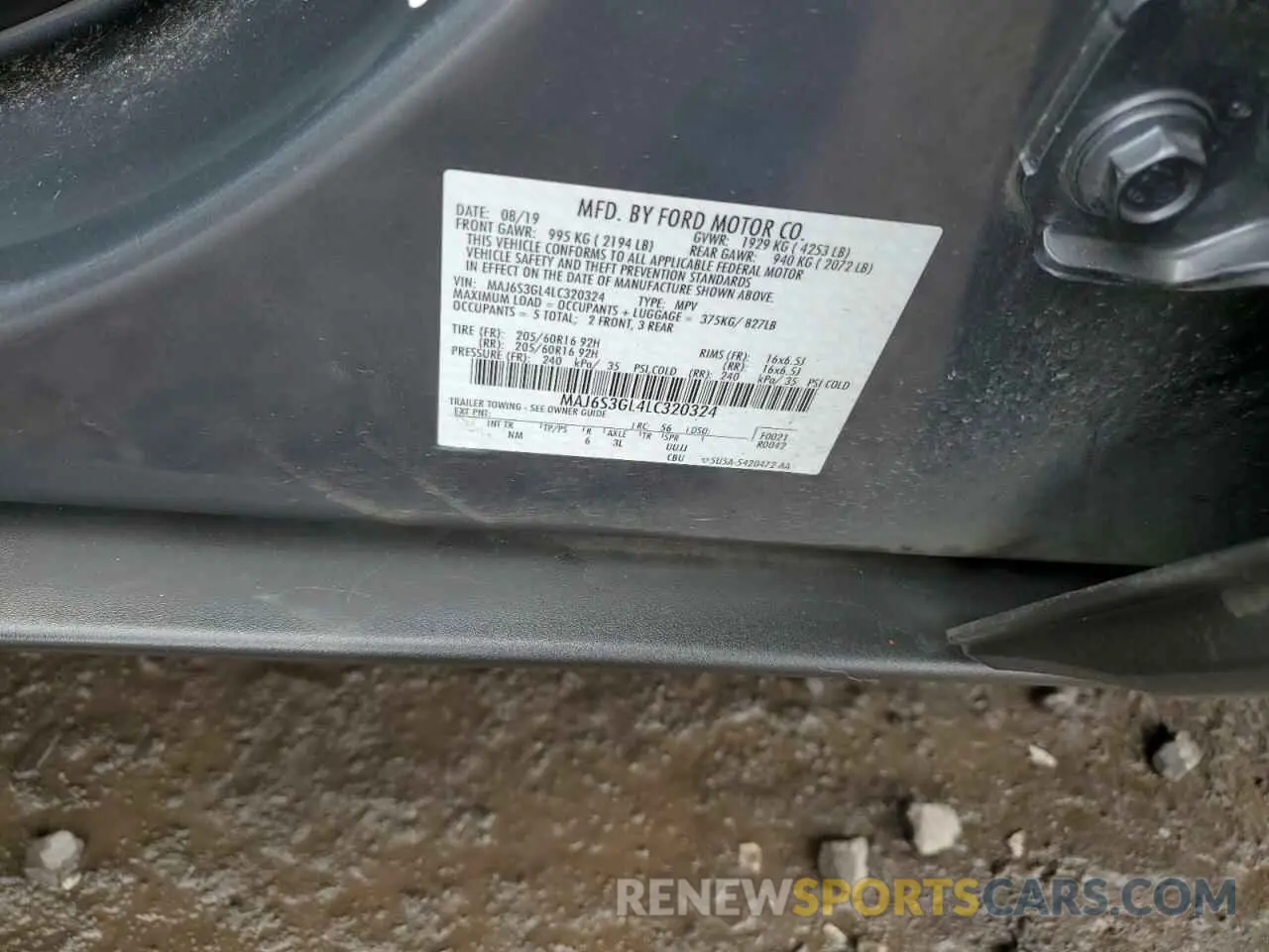 12 Photograph of a damaged car MAJ6S3GL4LC320324 FORD ECOSPORT 2020