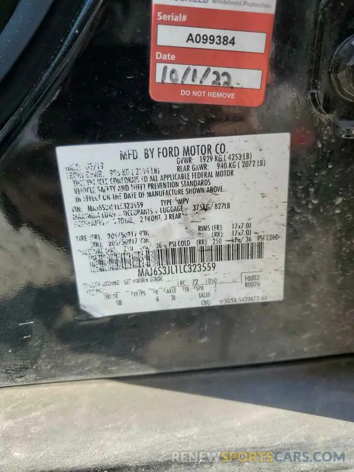 13 Photograph of a damaged car MAJ6S3JL1LC323559 FORD ECOSPORT 2020