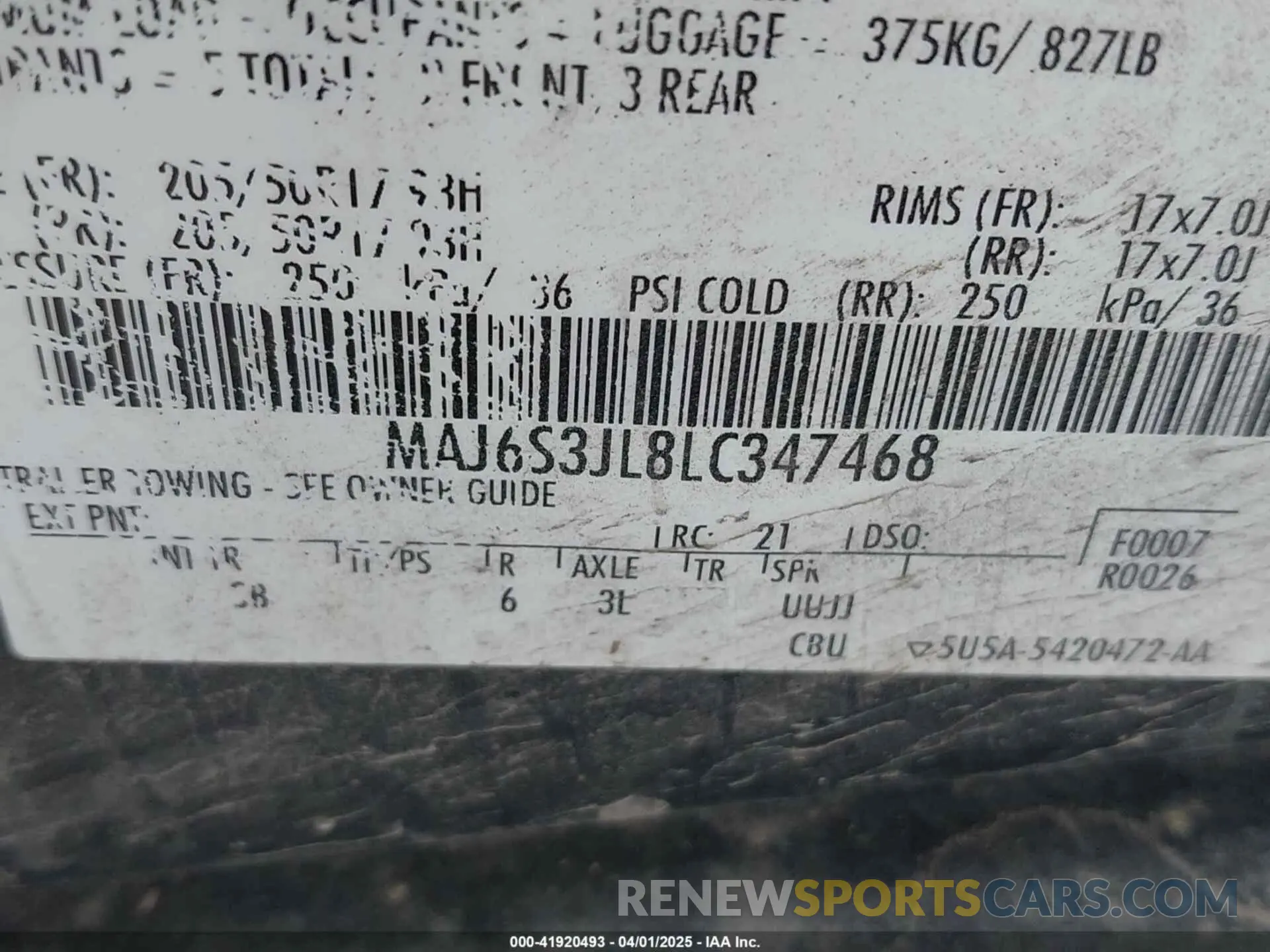9 Photograph of a damaged car MAJ6S3JL8LC347468 FORD ECOSPORT 2020