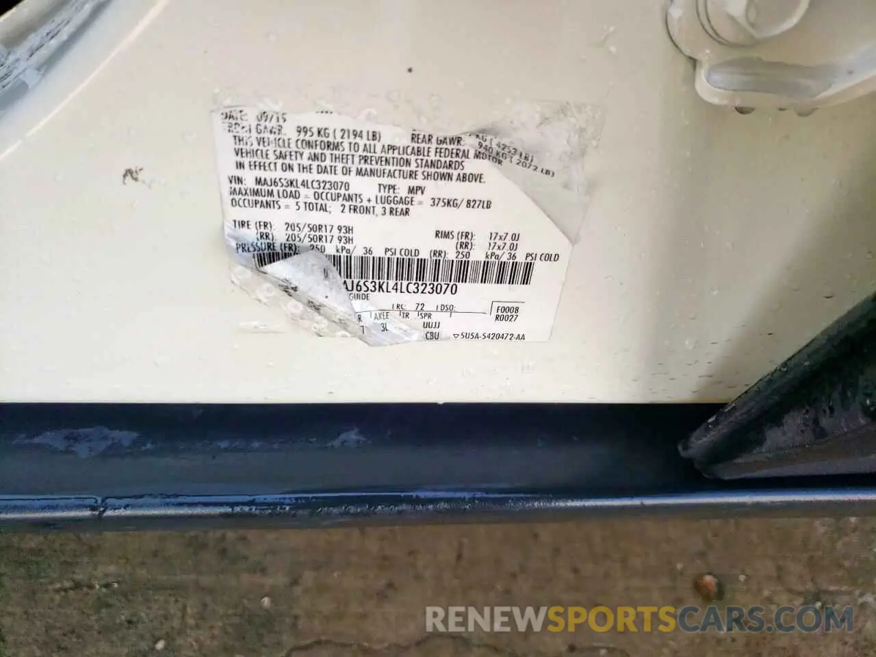 13 Photograph of a damaged car MAJ6S3KL4LC323070 FORD ECOSPORT 2020
