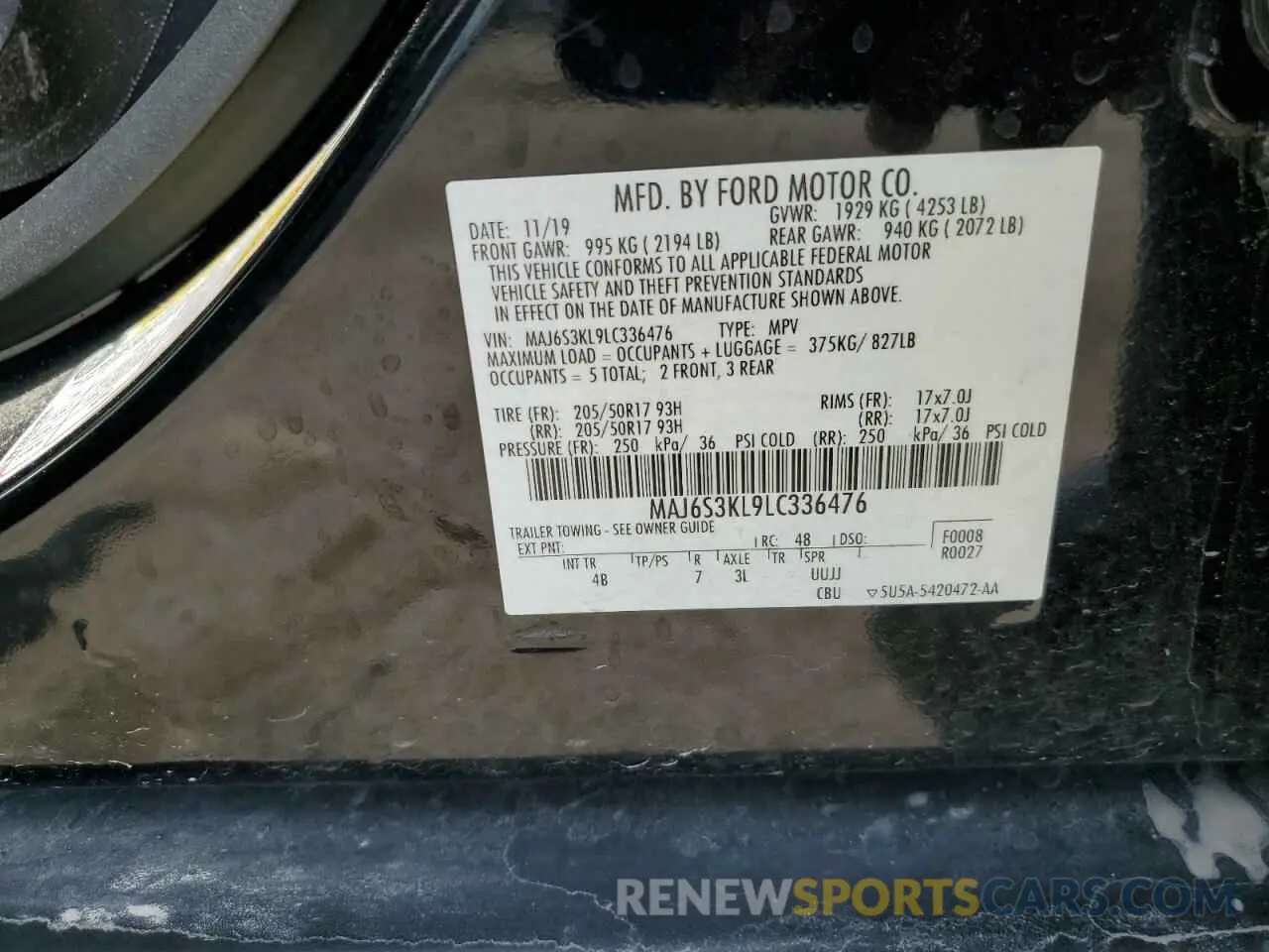 13 Photograph of a damaged car MAJ6S3KL9LC336476 FORD ECOSPORT 2020