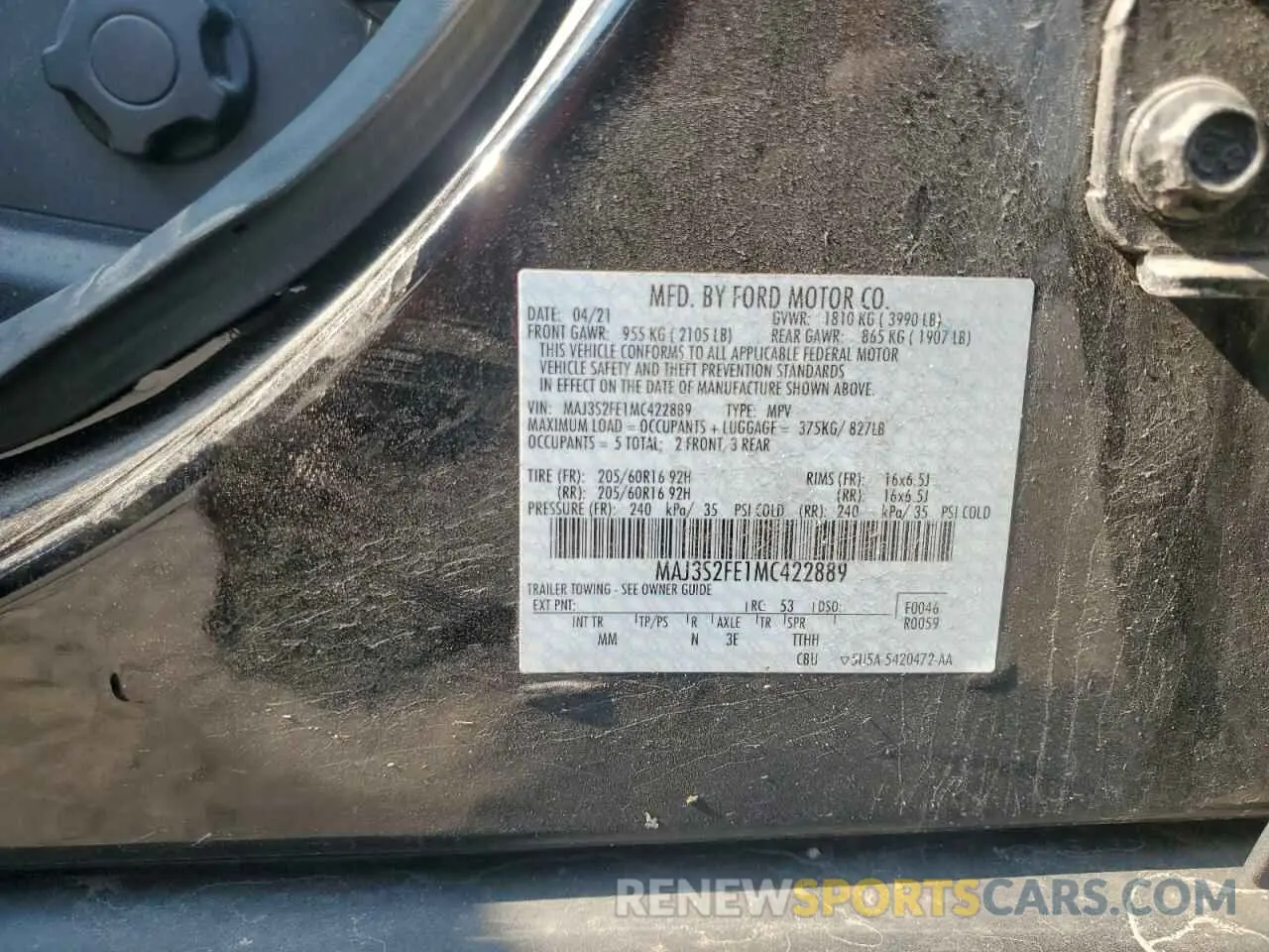 14 Photograph of a damaged car MAJ3S2FE1MC422889 FORD ECOSPORT 2021