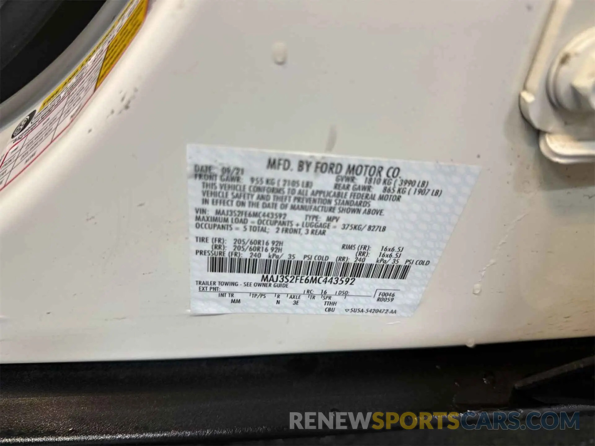 24 Photograph of a damaged car MAJ3S2FE6MC443592 FORD ECOSPORT 2021