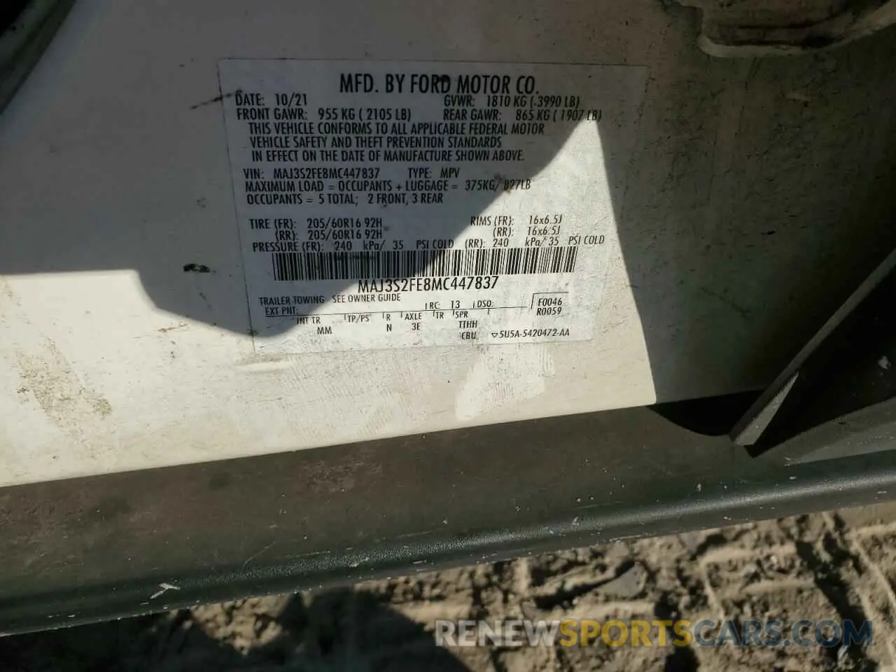 13 Photograph of a damaged car MAJ3S2FE8MC447837 FORD ECOSPORT 2021