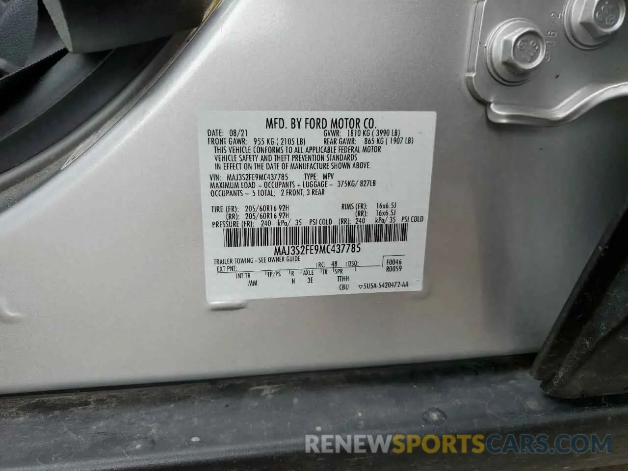 13 Photograph of a damaged car MAJ3S2FE9MC437785 FORD ECOSPORT 2021