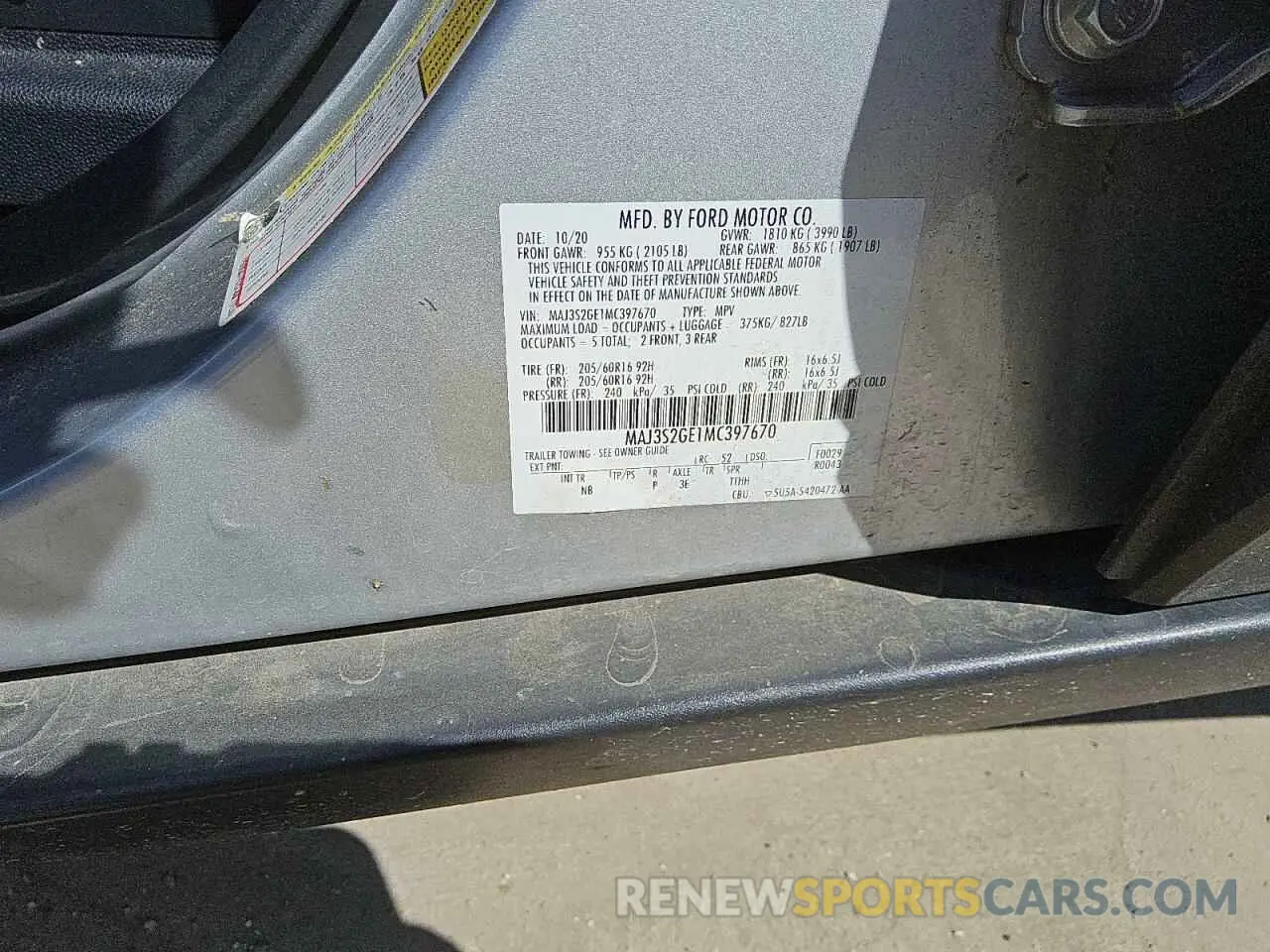 13 Photograph of a damaged car MAJ3S2GE1MC397670 FORD ECOSPORT 2021