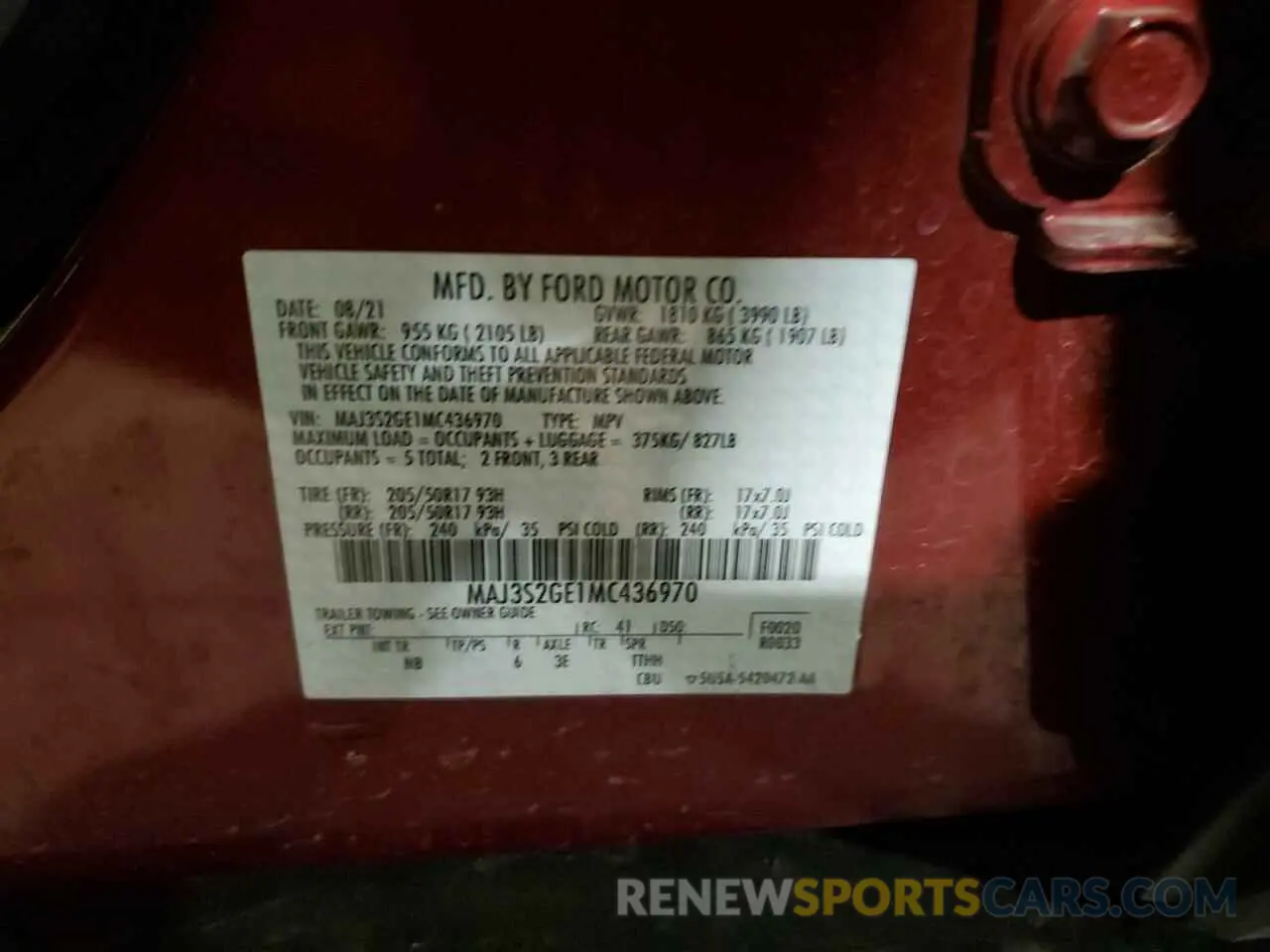 13 Photograph of a damaged car MAJ3S2GE1MC436970 FORD ECOSPORT 2021