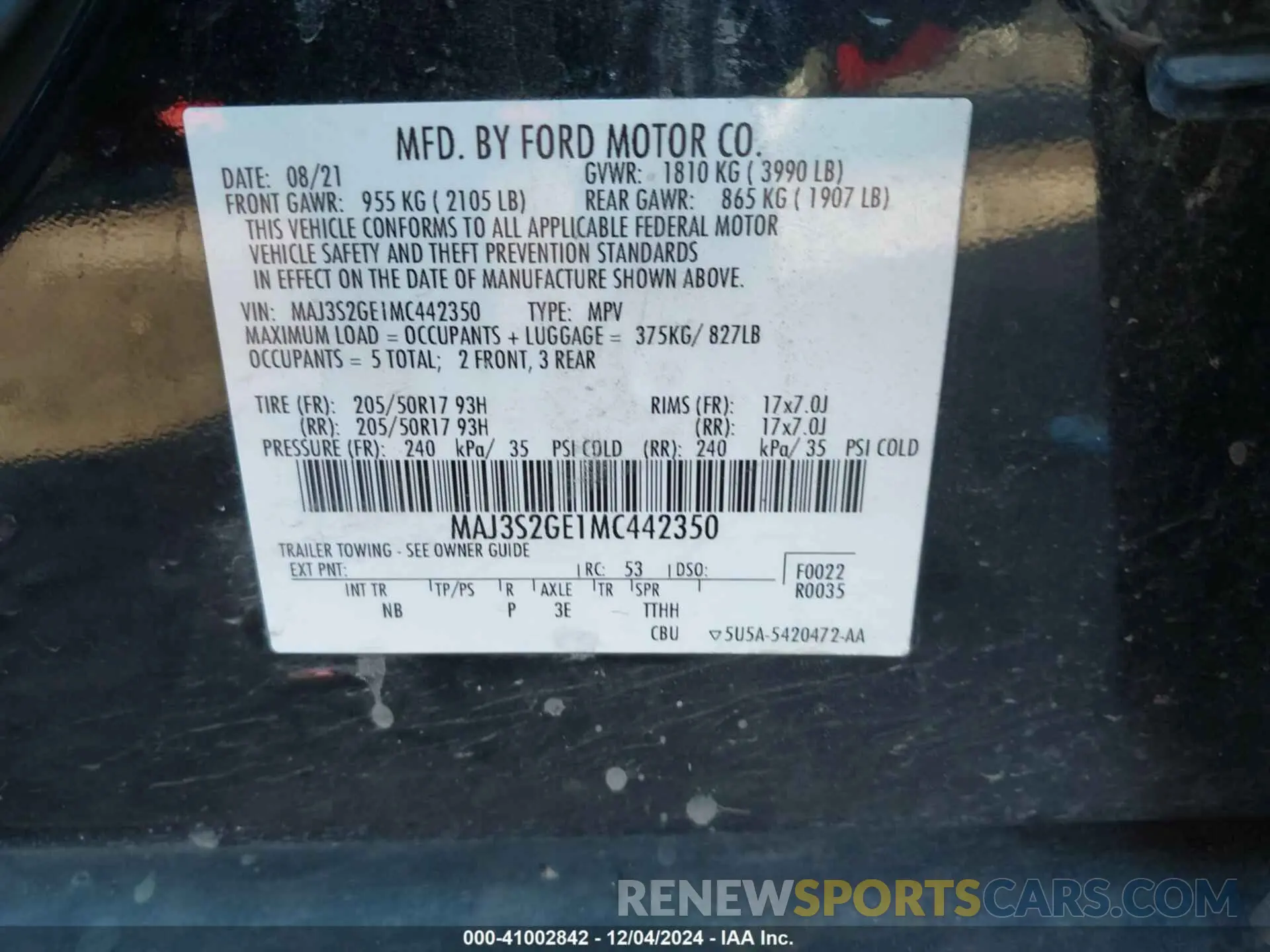 9 Photograph of a damaged car MAJ3S2GE1MC442350 FORD ECOSPORT 2021