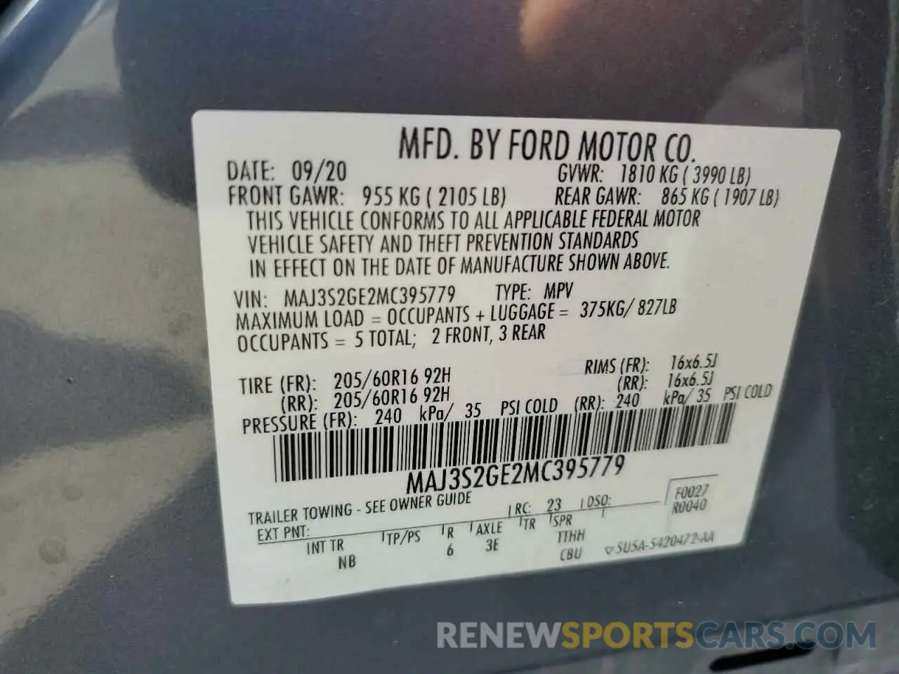 13 Photograph of a damaged car MAJ3S2GE2MC395779 FORD ECOSPORT 2021