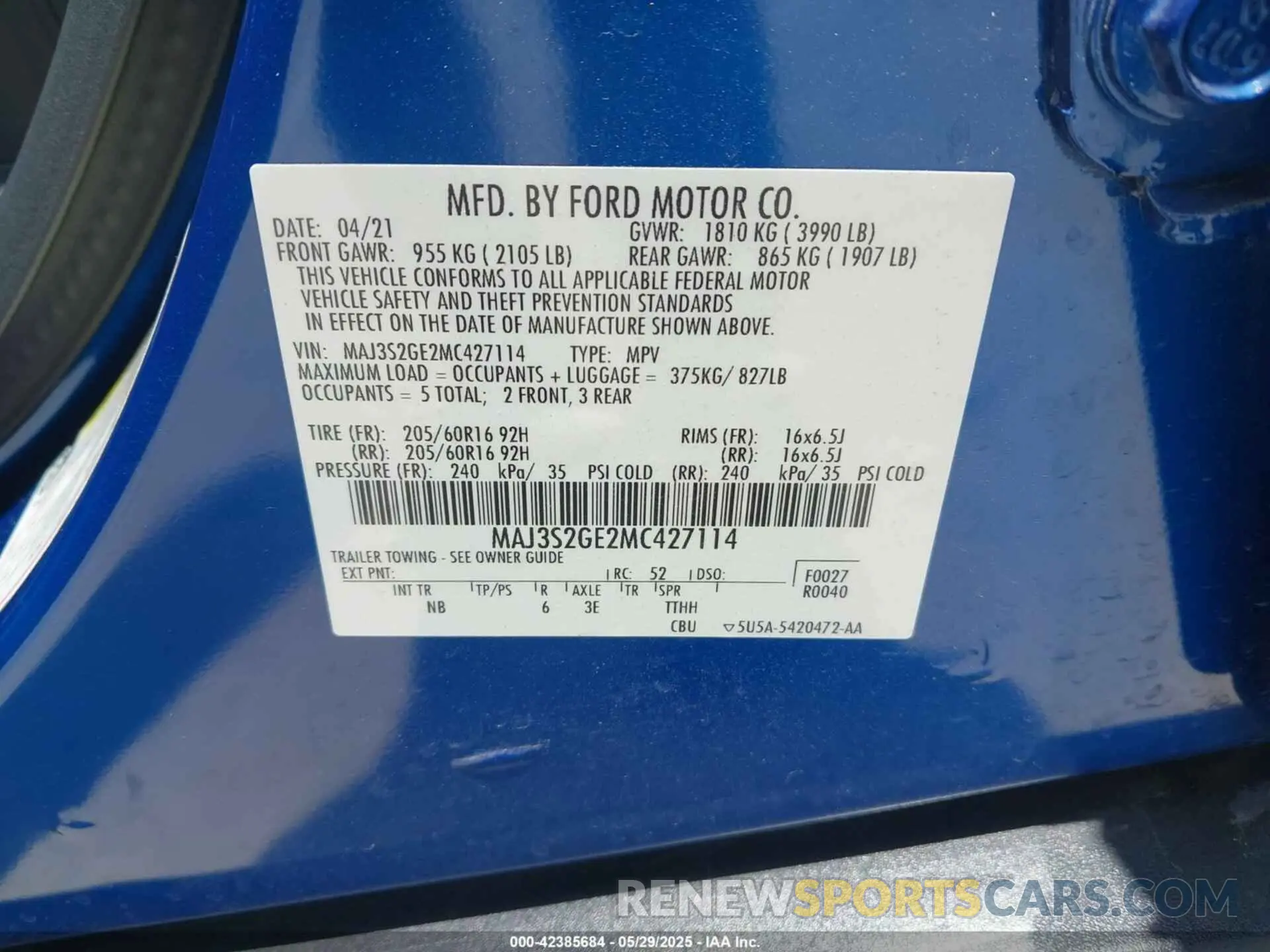 9 Photograph of a damaged car MAJ3S2GE2MC427114 FORD ECOSPORT 2021